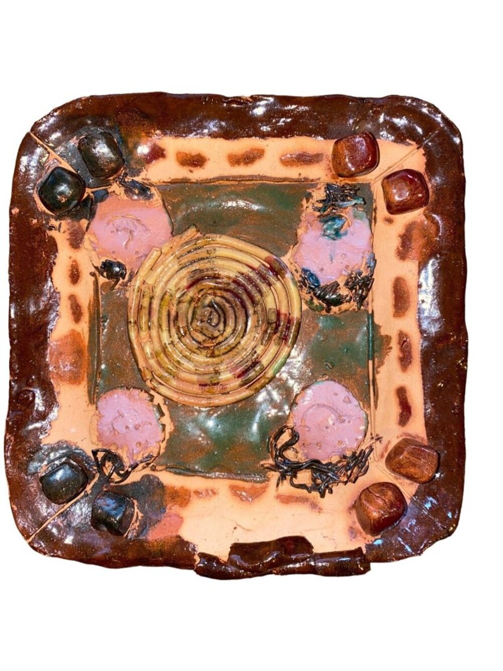 Handcrafted Ceramic Square Plate With Textured Design